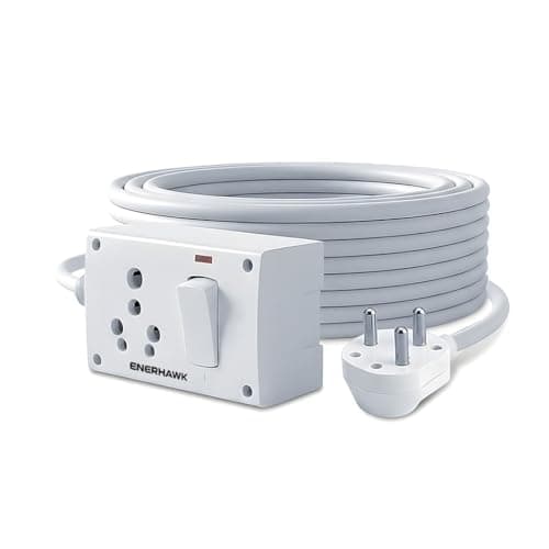 ENERHAWK 16A Heavy Duty Extension Board 3000W | High Load Power Strip with Pure Copper Wire | 16 Amp Socket for AC, Refrigerator, Geyser & Industrial Appliances | 16A Extension Chord | Made in India