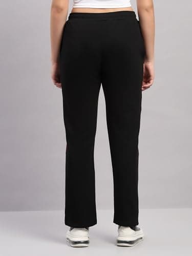Monte Carlo Womens Regular Fit Solid Elastic Mid Rised Lower |Stretchable Track Pant for Ladies | Comfortable Casual Wear Jogger | Stylish Activewear Bottom for Women Black L (Pack of 1) 4