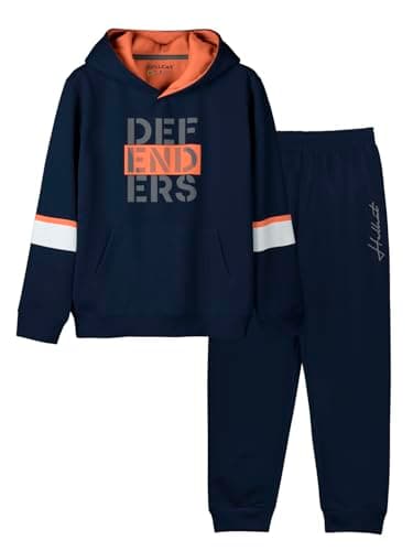 HELLCAT Trendy Printed Cotton Blend Hoodie T-Shirt Jogger Trackpant Clothing Set for Boys - Pack of 1 / Blue / 9-10 Years