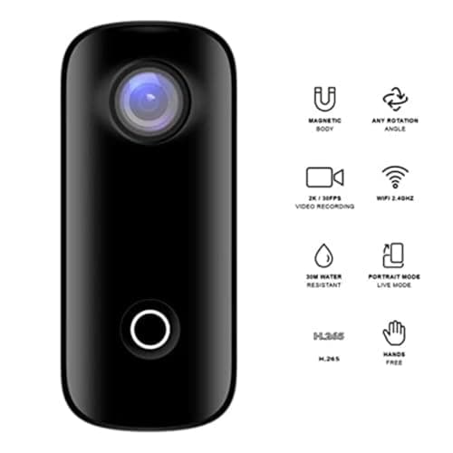 SJCAM C100+ 2K 30FPS | Magnetic Body Action Camera | 30M Water Resistant | WiFi 2.4 GHZ | Insta Go | Body Cam | Webcam, Black 2