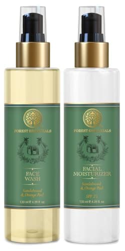 Forest Essentials Hydrating Facial Moisturiser Gel Sandalwood & Orange Peel With Spf 25 | 130 Ml & Facial Cleanser Sandalwood & Orange Peel | | 130 Ml Combo