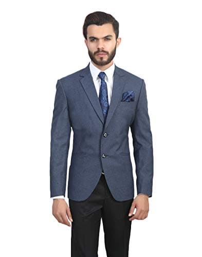 MANQ Men's Slim Fit Formal/Party Blazer Evening Blue