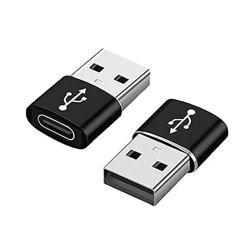 SYGA Type-C to USB Male Adapter Type C Female to U Disk Converter Type-c Female to USB Male 2.0 Charging Data Transfer Converter - Black (Pack of 2)