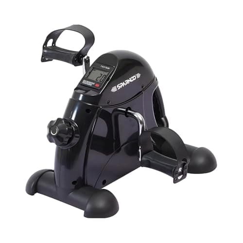 Sparnod Fitness SMB-475 Arm & Leg Mini Exercise Bike with LCD Display, Adjustable Resistance, Portable Under Desk Pedal Exerciser for Home & Office Workout, Compact Steel Frame, 120kg Capacity