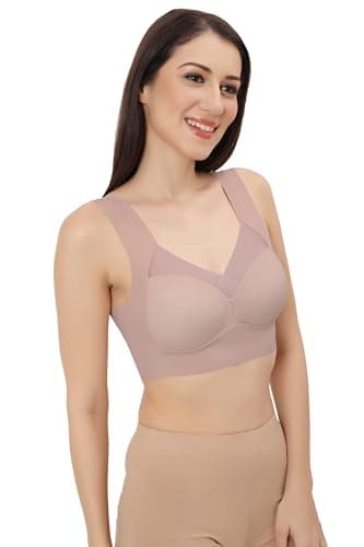 Fabluk® Supreme Comfort Silk Smooth Bra, Seamless,Running,Shockproof Brassiere Top, Comfortable & Breathable, Double Padded with Support,Push Up Bra, L-3XL (in, Alpha, L, Regular, Pink) 2