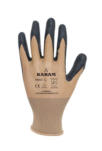 Karam HS02 Latex Coated Safety Work Gloves | Excellent Grip in Dry & Wet Conditions | Durable & Comfortable Glove with High Dexterity | Abrasion & Tear Resistant Hand Gloves | Size-M | Pack of 10 4
