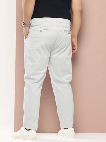 Thomas Scott Men Plus Size Pure Cotton Chinos Trousers(TSB095A_Grey_42) 3