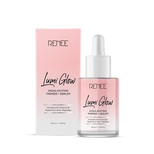 RENEE Lumi Glow Highlighting Primer + Serum | Hydrates, Promotes Even Skin Texture | Gives Luminous, 3D Glow | With Hyaluronic Acid, Peptides & Vitamin E | Base For Face Makeup | 30ml
