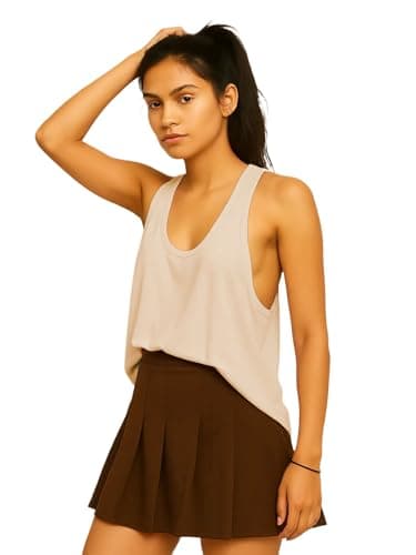 THE BLAZZE Gym & Running Tank Top - Women's Dry-Fit, Anti-Pill Activewear 1005 NB85 Beige 2XL