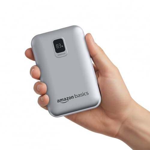 Amazon Basics 20,000mAh 35W Fast Charging Power Bank | Nano Size | Triple Output | Two Way Fast Charge | Charge Three Devices Simultaneously | - Silver