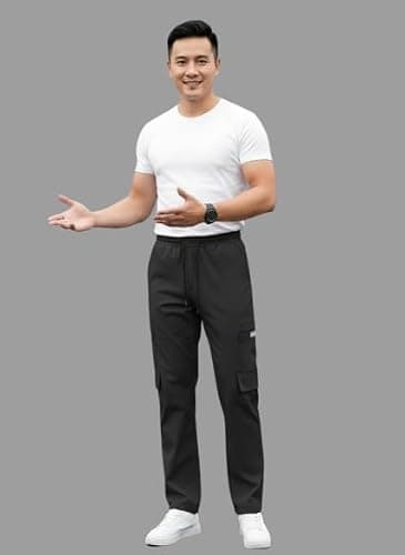 Men’s Spandex Cargo Jogger Pants – Stretchable Track Pants with Multi-Pockets for Casual Wear Color Black Size 32 3
