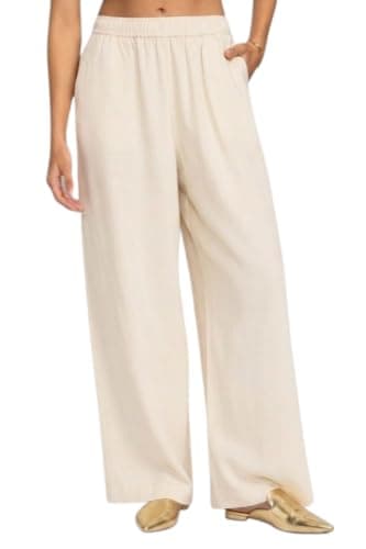 ZARIVAA Cotton Rayon Palazzo Pants for Woman ।Adjustable Drawstring Waist । Double Pocket । Plus Size Avaliable (in, Alpha, XL, Plus, Cream)