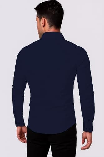 Zartha Men's Cotton Regular fit Full Sleeve Solid Casual Shirt, Black, 38, Pack of 1 4