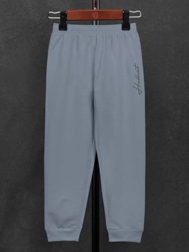 HELLCAT Boys Track Pants Casual & Active Wear | Regular Fit Mid Rise Tapered Joggers with Ribbed Cuffs, Solid Pattern | Cotton Blend Knit, Elastic Waist Dark Grey 3