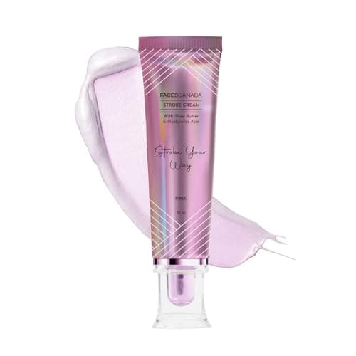FACESCANADA Strobe Cream - Pink, 30ml | Primer + Highlighter + Moisturizer | Shea Butter & Hyaluronic Acid | Intense Hydration | Flawless Radiant Dewy Skin | Illuminating & Glowing Makeup Base