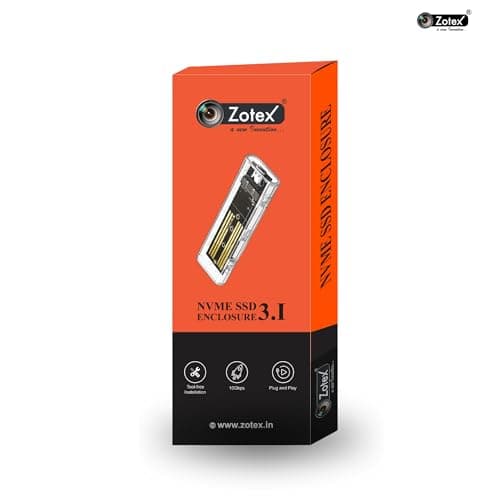 Zotex NVMe SSD Enclosure USB 3.1 Type-C | External SSD Case for M-Key NVMe PCIe SSD | Tool-Free Transparent Hard Drive Enclosure for PC, Laptop & Mac 3