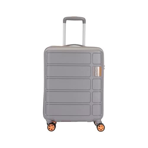 Kamiliant American Tourister Small Harrier Zing 56 Cms Cabin (PP) Hard Sided 8 Wheels Spinner Luggage/Suitcase/Trolley Bag (Light Grey) (Double Wheel), Small 2