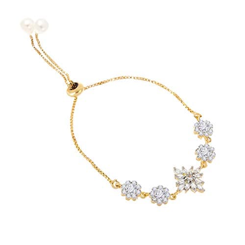 ZENEME Jewellery Set Cubic Zirconia 18K Gold Plated Elegant Pendant Set With Bracelet Ring Jewellery For Women & Girls (White) 6