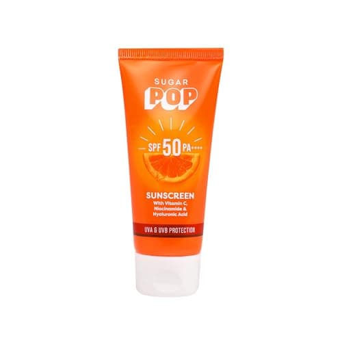 SUGAR POP SPF 50 PA++++ UVA/UVB With Vitamin C, Niacinamide & Hyaluronic Acid |All Skin Prevents Sun Damage | No White Cast | 50 Gms