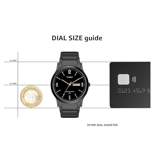 TIMEX Classics Analog Watch for Man with Black Round Dial & Black Stainless Steel Bracelet Band Water Resistant Men's Wrist Watches - TW000R438 4