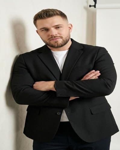 MAYKR Men's Black Slim Fit Single-Breasted Blazer, Formal Business Suit Jacket 5