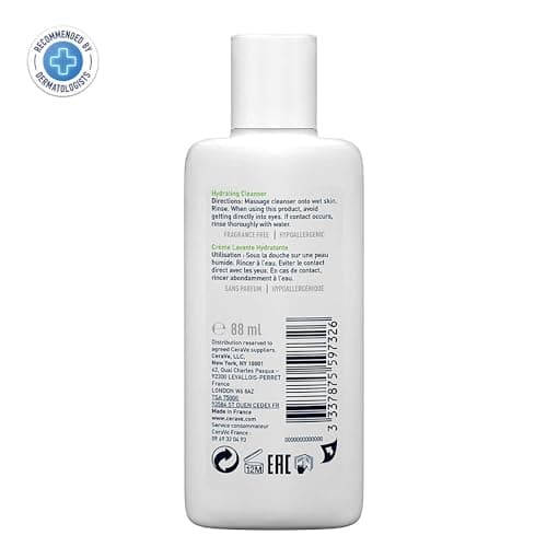 CeraVe Hydrating Cleanser For Normal To Dry Skin (88ml) - Non-Foaming Face Wash with Hyaluronic Acid And Ceramides | Non-Comedogenic, Non-Irritating And Fragrance-Free Cleanser 2