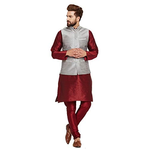 ABH LIFESTYLE Men's Kurta Pyjama And Waistcoat Set (44)