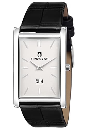 TIMEWEAR Slim Two Hands Black Leather Analog Strap Watch for Men