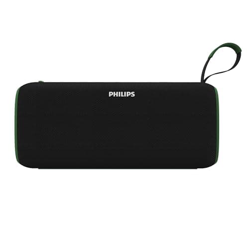 PHILIPS Audio TAS2400GR Portable Bluetooth Speaker with Stereo Sound, 32W RMS, 2400mAh Rechargeable Battery, BT v5.3 Connectivity, IPX4 Waterproof, Supports TF/USB/BT Modes with Hanging Strap (Green)