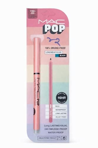 MAC Pop Longwear Kajal Pencil, Black 01, Smudge-Proof Waterproof Kajal with Velvet Finish for Women & Girls