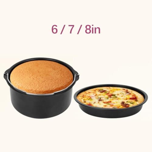 HEAVENGLOW 2Pcs Baking Tin Pan Air Fryer Oven Non Stick Cake Barrel Cookware 6 Inch|Home & Garden | Kitchen Dining & Bar | Small Kitchen Appliances |1 Piece Cake Bucket 5