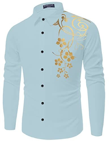 Zartha Men Solid Casual Cotton Shirt (Aqua, 44)