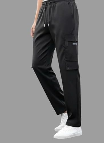 Men’s Spandex Cargo Jogger Pants – Stretchable Track Pants with Multi-Pockets for Casual Wear Color Black Size 32 2