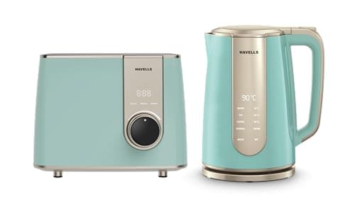 Havells Craft Quick Start Combo for Premium and Modern Kitchens | Toaster + Kettle | Perfect Kitchen Companion and Gifting Range (Blue & Golden)