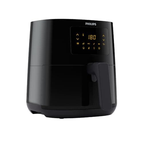 PHILIPS Digital Air Fryer HD9252/90 with Touch Panel, uses up to 90% less fat, 7 Pre-set Menu, 1400W, 4.1 Liter, with Rapid Air Technology (Black), Large