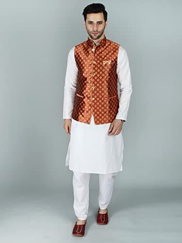 Exotic India gold flame Damask modi Jacket waist coat with rich motif 3