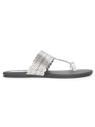 Bata Metallic Tr E Women's Silver Flat Sandals - 8 UK (5711431) 2