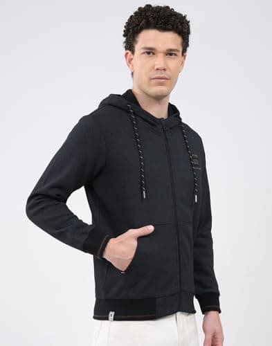 Monte Carlo Men’s Regular Fit Printed Hooded Neck Full Sleeve Winter Sweatshirt | Stylish Graphic Design | Warm Comfortable Fabric | Stylish Winter Hoodie for Men Black XL (Pack of 1) 3