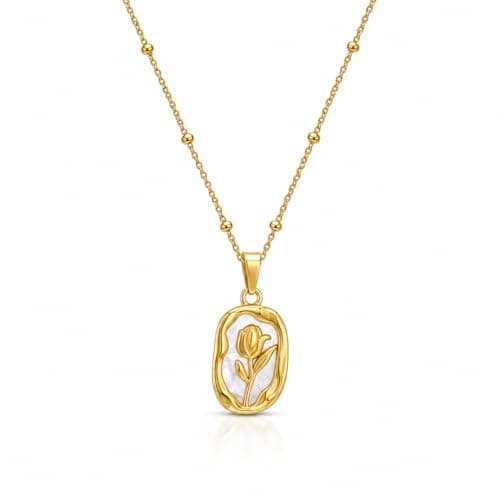 JEWILLEY Vintage Rose Necklace Set For Women Stylish | Anti Tarnish Waterproof Stainless Steel Chain Pendant Necklaces Jewelry for Love | Gold Plated Jewellery Accessories for Woman & Girls | Birthday