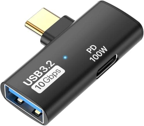 Wefly 2 in 1 USB C to USB 3.2 Adapter with Type-C Charging Port, USB C Male to USB Female Adapter OTG Converter for ROG Ally, Steam Deck, Quest 2, iPh/one 15 Series, iPad, Mac/Book Type C Devices