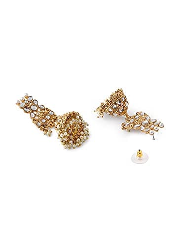 ZAVERI PEARLS Gold Tone Kundan Choker Necklace Earring Maangtikka & Ring Set For Women-ZPFK10799 4