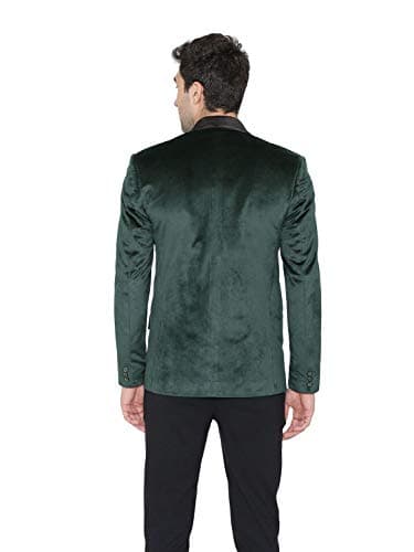 Wintage Men's Regular Fit Tuxedo Formal Blazer (Tuxvelvet201Color10S40_Green_40) 3