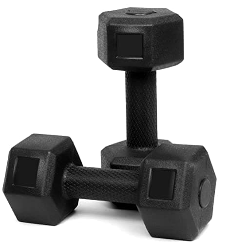 FitBox Sports Exclusive Hex PVC Dumbbells (2kg - 10kg) Pack Of Dumbbells Set For Home Gym, Black