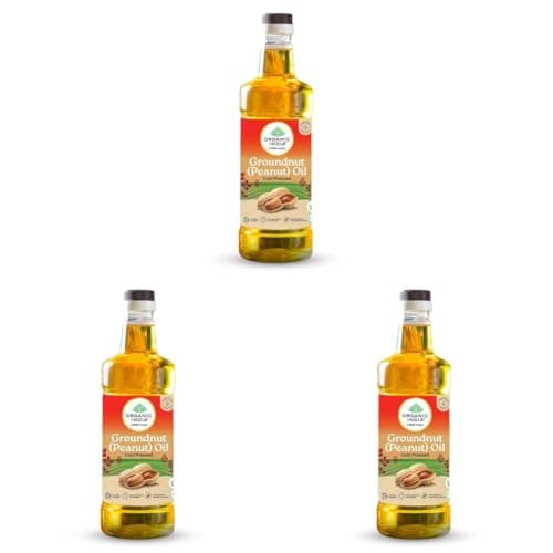 Organic India Groundnut (Peanut) Oil, 1000ml | Cold Pressed Unrefined Organic Oil with Natural Flavour | Certified Organic and Lab Tested on 250+ Parameters | Perfect for Daily Cooking | Natural Aroma