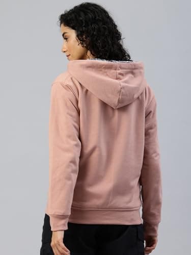 ADBUCKS Women Winter Wear Jacket Inside Full Black & White Fur & Made By Rich Cotton Fabric Standard Length With Hoodies (3XL, Peach) 3