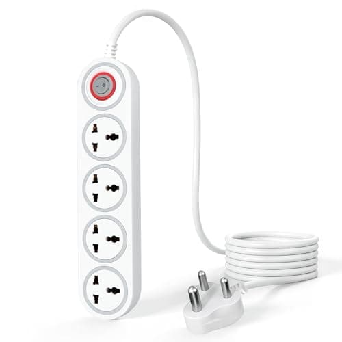ZEBRONICS PS4200H Power Strip – 4 Universal Sockets | 1500W | LED Indicator with Master Switch | Surge & Spike Protection | 2M Durable Copper Cable | Ideal for Home & Office Use (White)