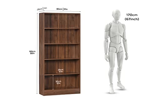 DeckUp Muvo 5-Shelf Engineered Wood Book Shelf and Display Unit (Walnut, Matte Finish) 2
