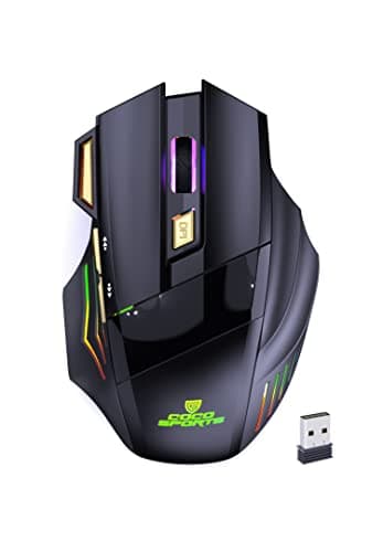 coconut Gold+ Wireless Gaming Mouse Rechargeable, Bluetooth + 2.4GHz Dual Mode Multi Device Mouse, 3200 DPI, RGB LED Gaming Mouse with 7 Buttons & Fire Button, Ergonomic Mouse for Laptop PC Computer