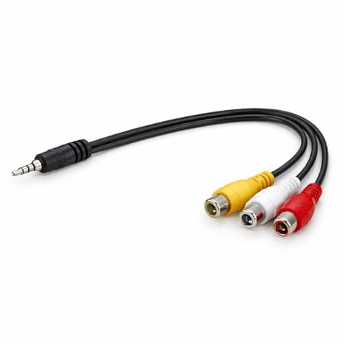 Book My Remote 3.5mm Male Plug to 3 RCA Female Adapter Cable | AV to 3 RCA Composite Video + Stereo Audio | for LED TV Set Top Box DTH DVD Camcorder