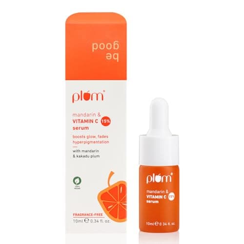 Plum 15% Vitamin C Serum for Glowing Skin | for Oily, Dry & Combination Skin | Reduce Pigmentation & Dark Spot |with Mandarin | Non-Irritating, Hydrating & Soothing | Face Serum for Men & Women | 10ml 2